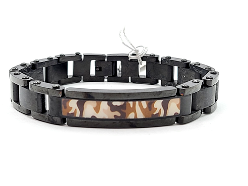 Blackjack Stainless Steel Brown Camo 8" ID Bracelet - Picture 2 of 5