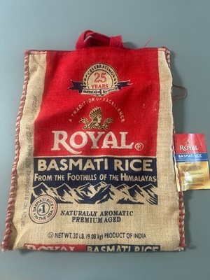 royal basmati rice burlap bag