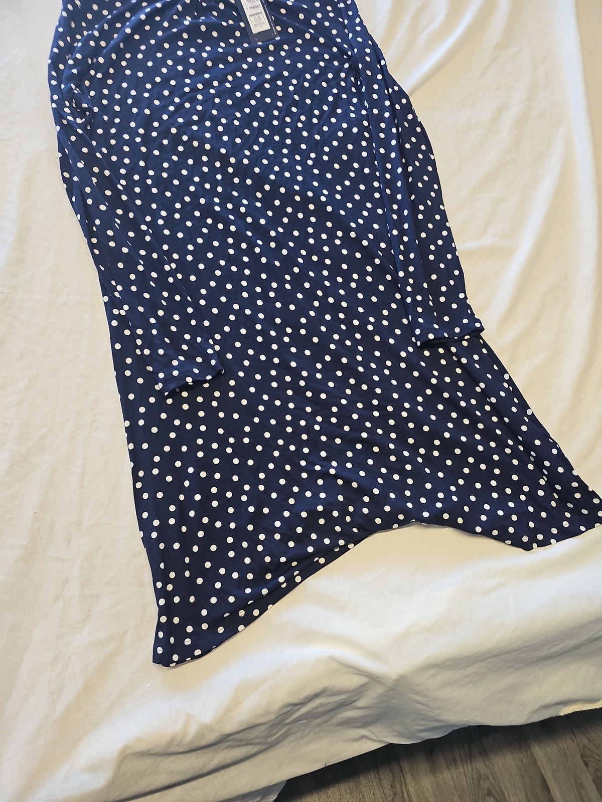 Marks & Spencer Navy Polka Dot Jersey Midi Skirt uk10 GG989 image 3