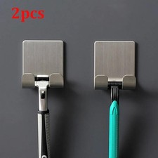 2pcs Stainless Steel Razor Holder Bathroom Shaver Stand Storage Hook Rack