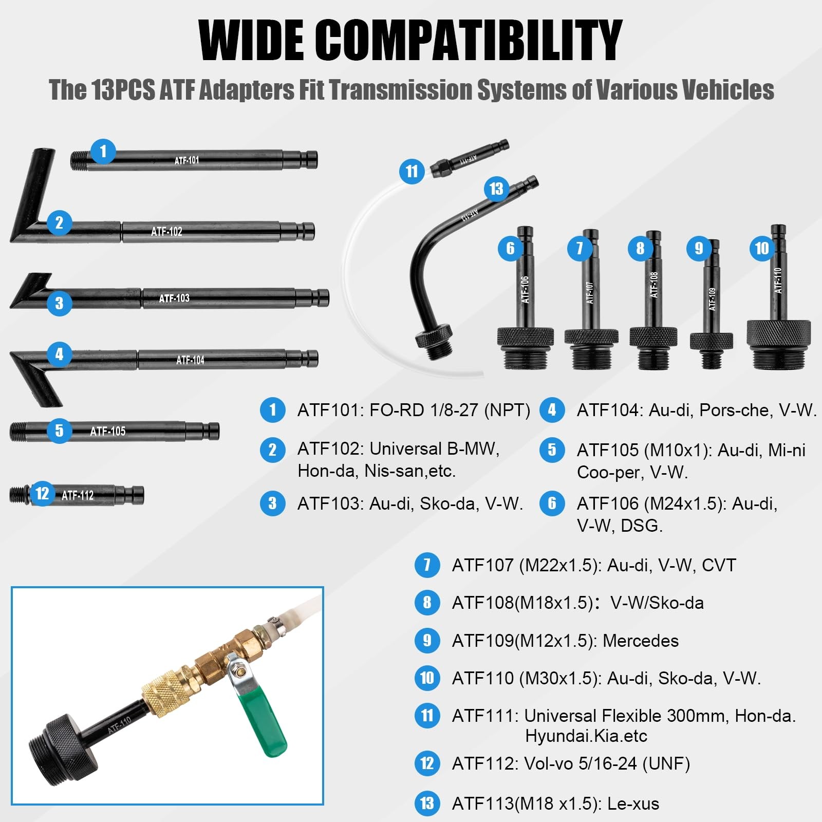 3L Transmission Fluid Pump Kit, Fluid Transfer Pump with 13PCS ATF Adapters, ...