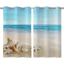 Beach Bathroom Curtains Summer Tropical Starfish Seashell Kitchen Curtains Gromm