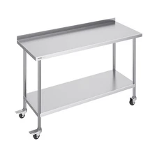 VEVOR Stainless Steel Work Table Commercial Food Prep Table 24"x60" with Casters
