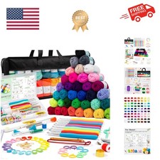113 Piece Crochet Kit with Yarn Set  1600 Yards Assorted Yarn for Knitting an...