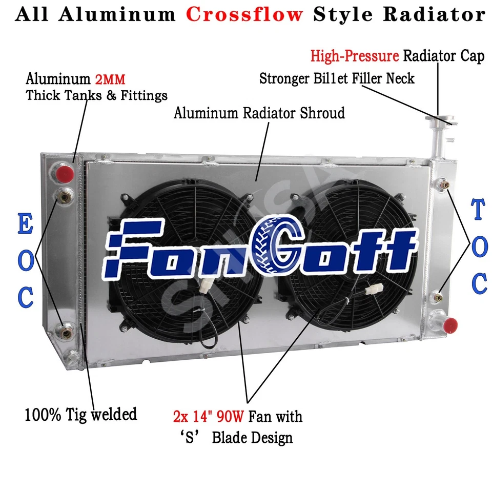 4 Row Radiator&Shroud Fan For Chevy Express/GMC Savana 2500 3500 2004-2016,2014 - Image 2 of 4