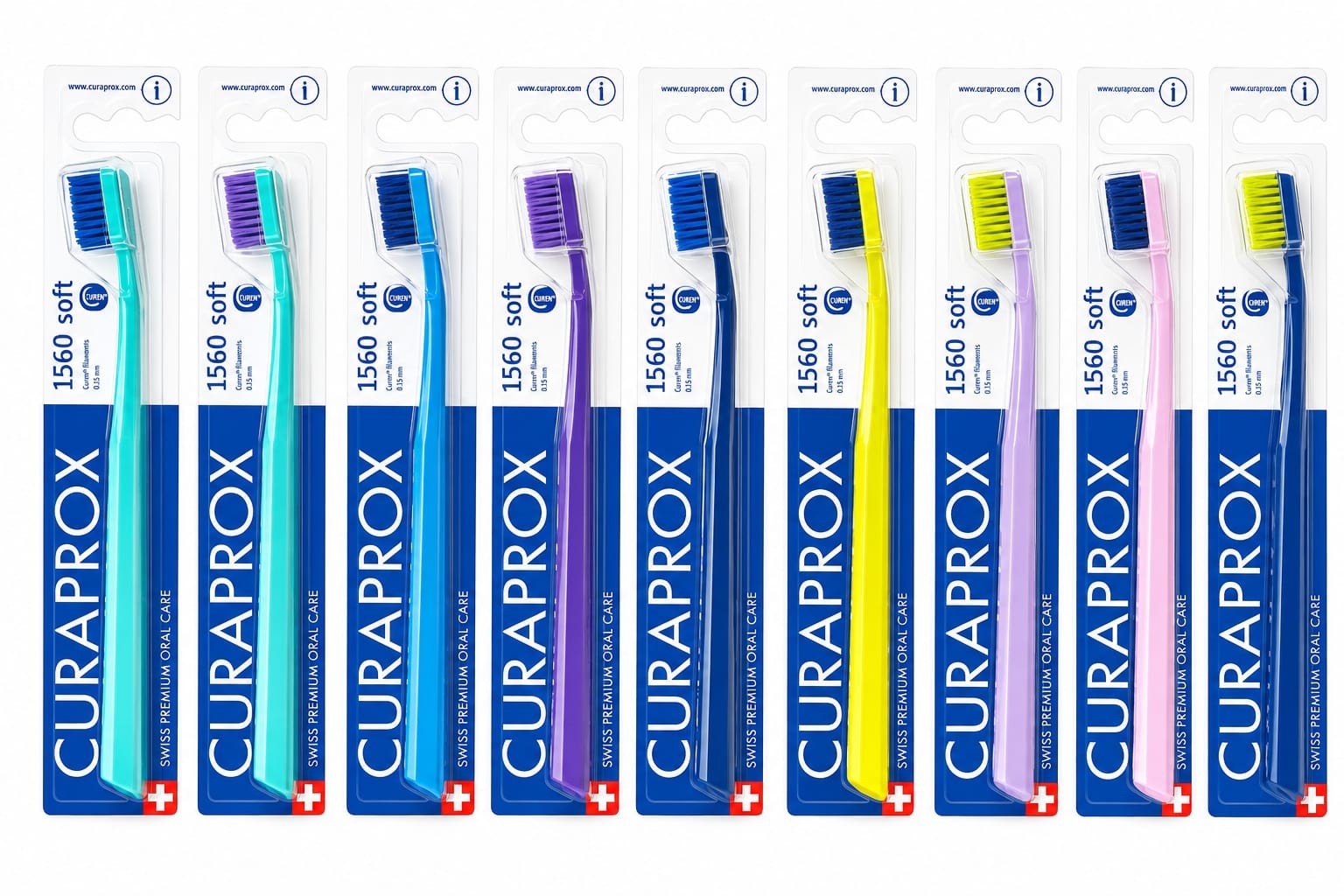 Curaprox 1560 Soft Toothbrush (Pack of 2 ), Random colors