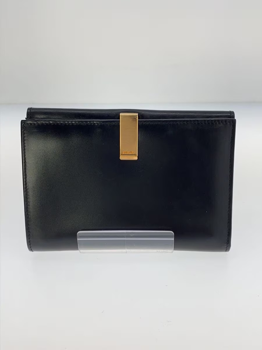 PRADA Card Case Leather BLK Women