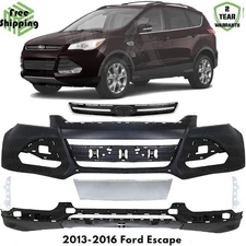 Front Bumper Cover Fascia & Grille Assembly Kit For 2013-2016 Ford Escape