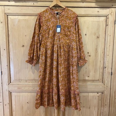 Universal Thread Dress Womens Large Brown Prairie Cottagecore Pandemic Ruffle