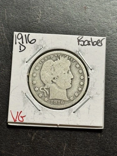 1916 D Barber Silver Quarter Nice VG Very Good U.S. 25c Type Coin (Raw12111)