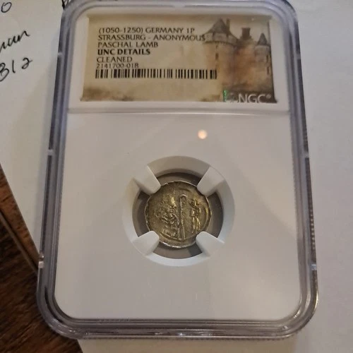 GERMANY, Strassburg. Anonymous Pfennig, 1050-1250, Paschal Lamb, NGC UNC MS