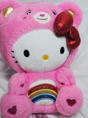 Hello Kitty Pink Costume Care Bears Collab As Cheer Bear  9'' Retired Sanrio Gift