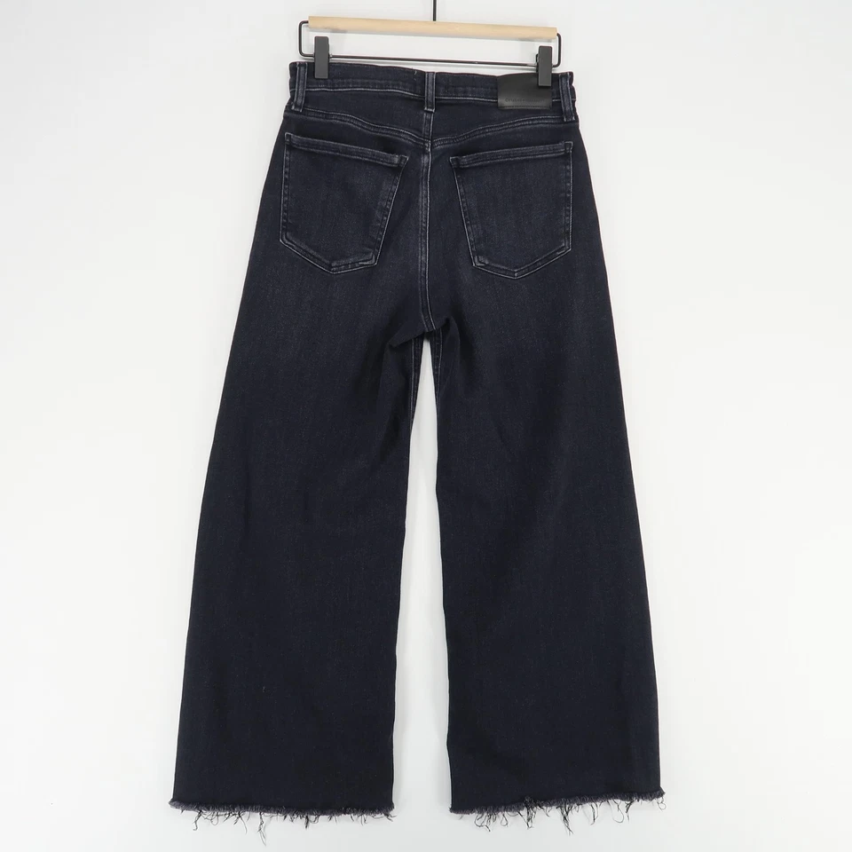 Pantalones de mezclilla cortos Citizens Of Humanity Lyra pierna ancha para mujer 26 negros dobladillo deshilachado elástico Foto 3 de 4