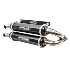 Trinity Racing TR-4152S-BK Black Dual Aluminum Slip On Mufflers for RZR XP Turbo
