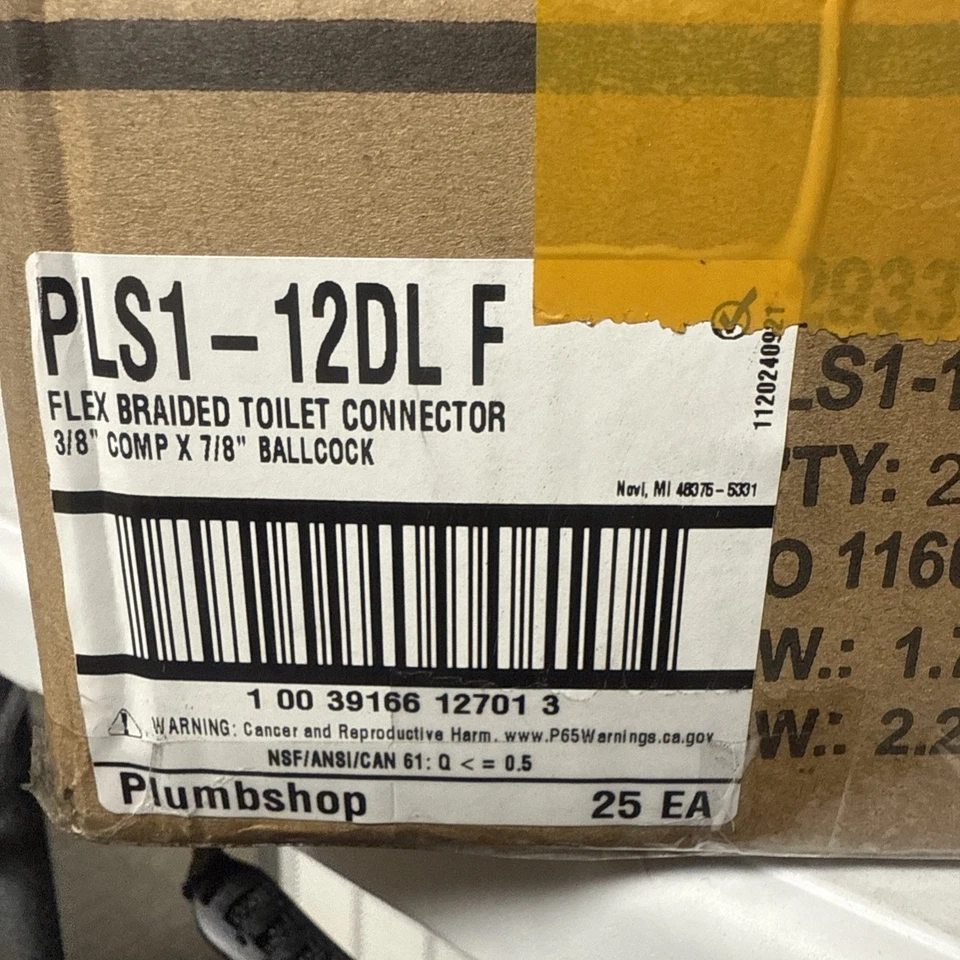 (КОРОБКА ИЗ 25) Plumb Shop PLS1-12DLF туалетный разъем 12 дюймов - 3/8 дюйма комп. to Valve - Изображение 4 из 4