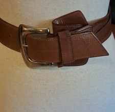 Joan & David Brown Calfskin Leather Belt Square Brass Buckle Split Size S Boho Joan & David | Accessories | Joan David Brown Leather Belt  main image 4