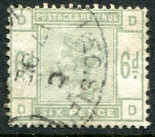 (625) VERY GOOD LIGHTLY USED SG194 QV 6d DULL GREEN