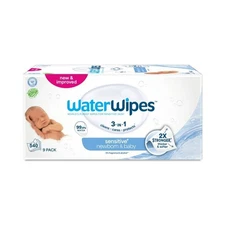 WaterWipes, Sensitive+ Newborn & Baby Wipes, 9 Pack 540 wipes