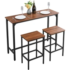 VEVOR Bar Table 3PCS 47″ Bars Tables Set with Rounded Edge Design