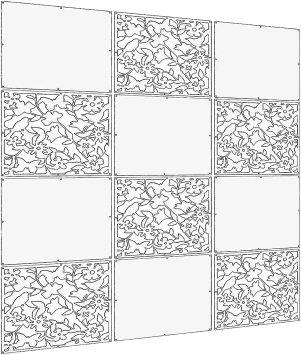 Hanging Room Divider Panel, 12 Pieces White Screen Panels Solid Board