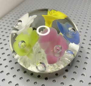 Vintage Joe Rice St Clair Glass Ball Paperwieght Desk Table