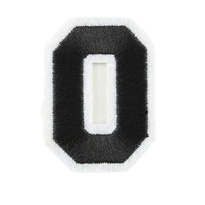 Varsity Number Zero Bügelbild Patch/Abzeichen/Applikation/Transfer 0 schwarz/weiß