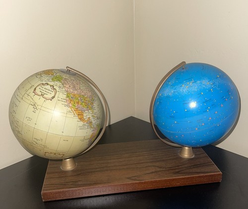 Repolgle Terrestrial GLOBE with Celestial globe Pair Metal 6 Inch Globes - Picture 2 of 15