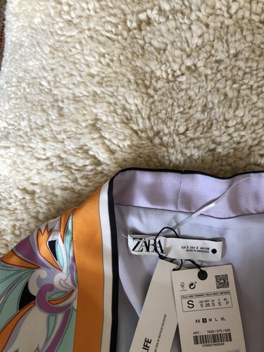 ZARA Lilac Kimono Jacket S M UK 8 10 12 Chest 43". Printed Belted Boho Gorgeous! - Picture 10 of 13