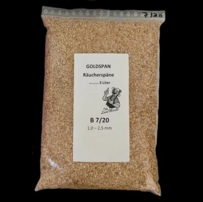 Goldspan smoke Räucherspan 3 L Rauchspäne 1,0-2,5 mm B7/20 Räuchermehl räuchern