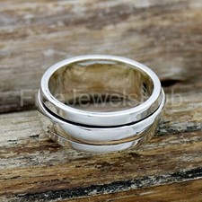8 mm Spinner Band Ring, 925 Sterling Silver Ring, Half Dome Band Ring, Spin Ring