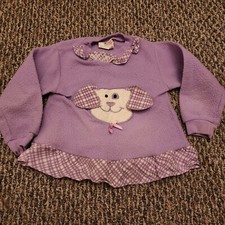 Girls Toddler 4T Double Trouble Floppy Ears Dog Sweater Purple Vintage 