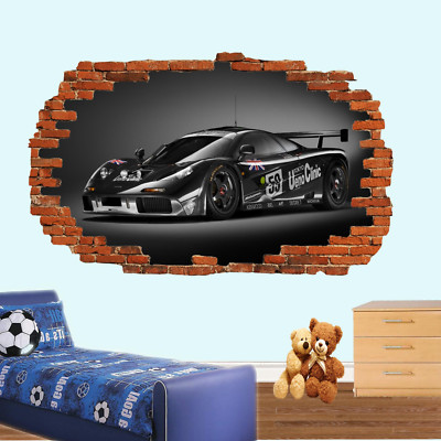 SCHNELLE BRITISCHE RENNWAGEN WANDAUFKLEBER 3D KUNST WANDBILD POSTER BÜRO WOHNDEKO UD9