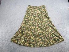 Y2K Christopher and Banks Skirt Green Floral A-line Flare Unlined Stretch