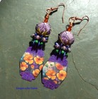Lavender  Orange Earrings  Flowers handcrafted earrings Florals Statement Beaded — photo 1
