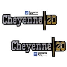 1973 1974 Chevy Cheyenne 20 Pick Up Truck Front Fender Emblem Pair USA Made