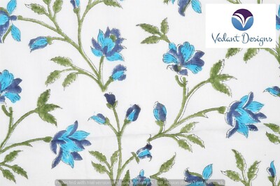 Indian Cotton Running Sewing Craft Block Fabric Dressmaking 5 Yard