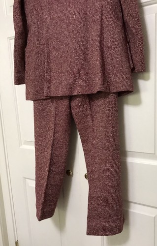 Vtg 70’s Maroon Tweed Pant Suit by Orlando Piluso for Boutique West - Size 12 - Picture 7 of 24