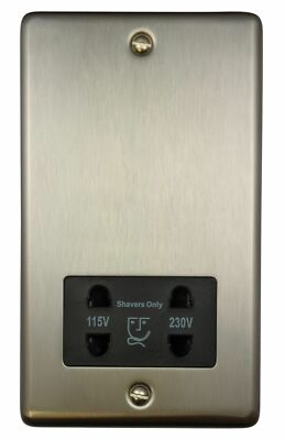 G&H CSS30B Standardplatte gebürsteter Stahl Dual Voltage Rasierer Steckdose 115-230V