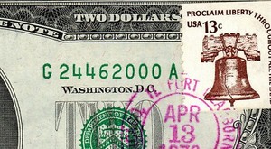 1976 $2 MILLENNIUM NOTE = CANCELED STAMP = UNCIRCULATED == FIRST DAY OF ISSUE