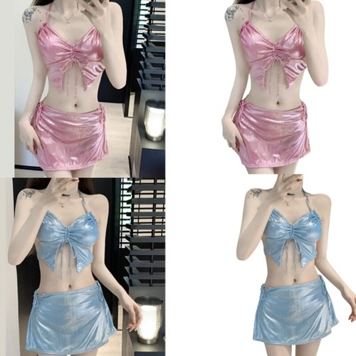 Women Butterfly Swimsuit Ladies High Waist Bikinis Set Three Pieces Bathing Suit - Picture 6 of 11