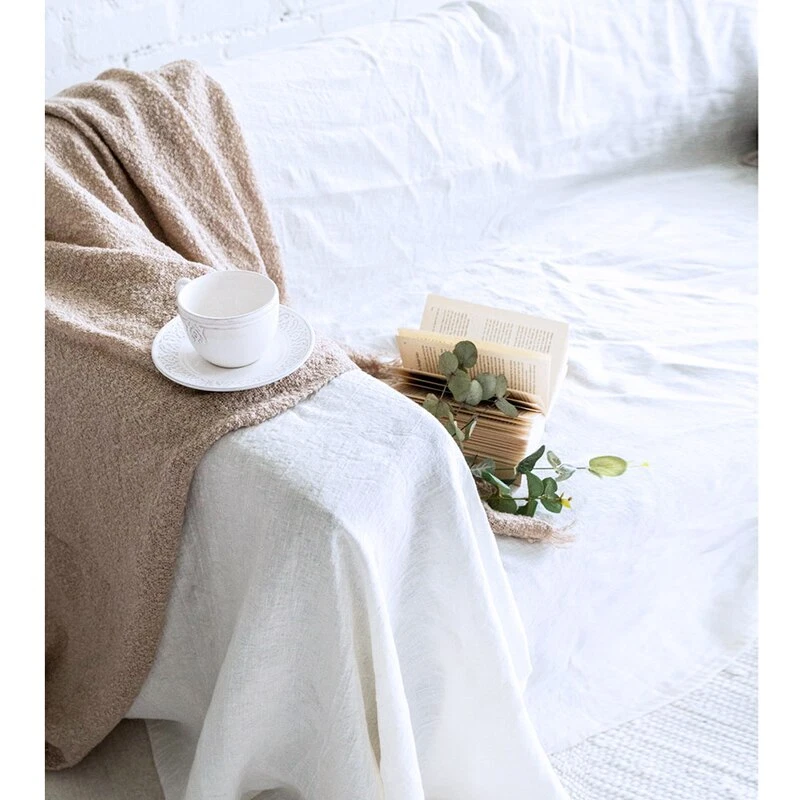 Fundas de sofá de lino puro para sala de estar cojín de sofá suave extraíble lavable Foto 4 de 4