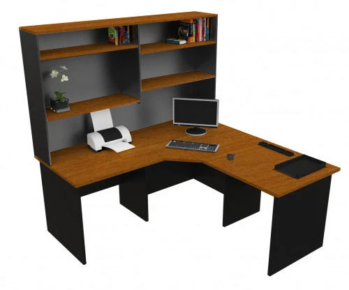 Corner Workstation Office Desk with Hutch, Computer Desks, Mobile Drawer Option - Picture 4 of 8