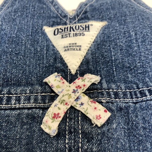 Vintage Oshkosh Baby Girls Denim & Patchwork Jumper Dress Size 6-9 Months - Picture 5 of 5