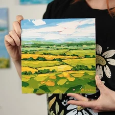 Landscape Original Impasto Oil Painting Countryside Wall Art Colorful Midwest