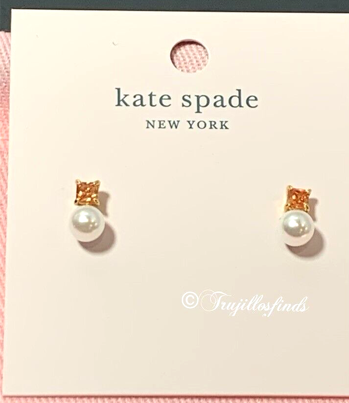 Kate Spade Little Gem Pearl and Stone Mini Studs Champagne KA919