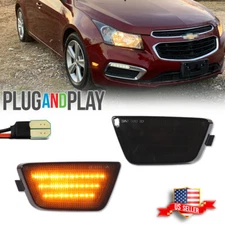 For 2011-2015 Chevy Cruze Smoked Lens Amber LED Front Bumper Side Marker Lights