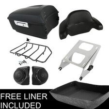 Matte Black King Trunk Pad Speakers Mount Rack Fit For Harley Touring 2014-2026