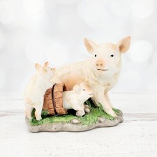 Vintage 1983 Enesco Taiwan Ceramic Mama Pig and Piglets Animal Figurine