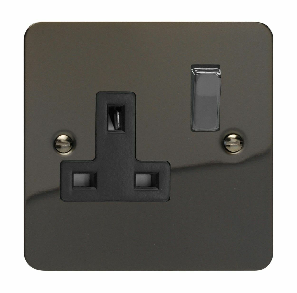Varilight XFI4DB Ultraflat Iridium Black 1 Gang 13A Single Switched Plug Socket