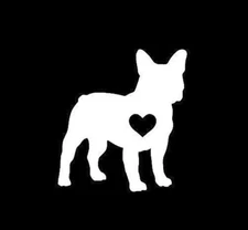 Frenchie Love White Vinyl Decal Car Truck Window Laptop Tablet Tumbler Mug